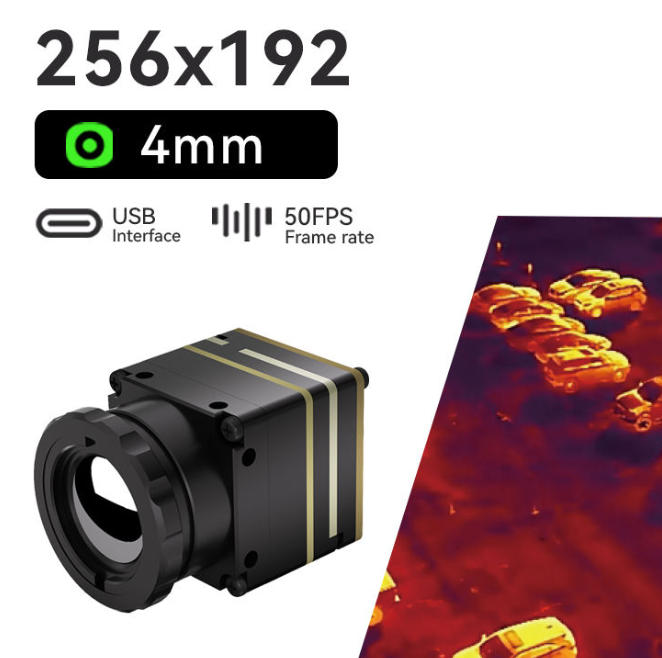 256x192 thermal imaging module， 4mm thermal camera core， miniature infrared camera module， LWIR camera module OEM， uncooled thermal imaging core，