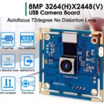 ELP 8MP Ultra HD autofocus mini USB camera module with no distortion lens for Raspberry Pi and PC.