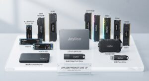 China manufacturer solid state flash drive, M.2 NVMe SSD, and DDR4 memory modules display from Joyllon.