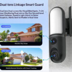 Joyllon dual-lens garden lamp with wireless camera, smart outdoor WiFi lighting with full-color night vision for property security.