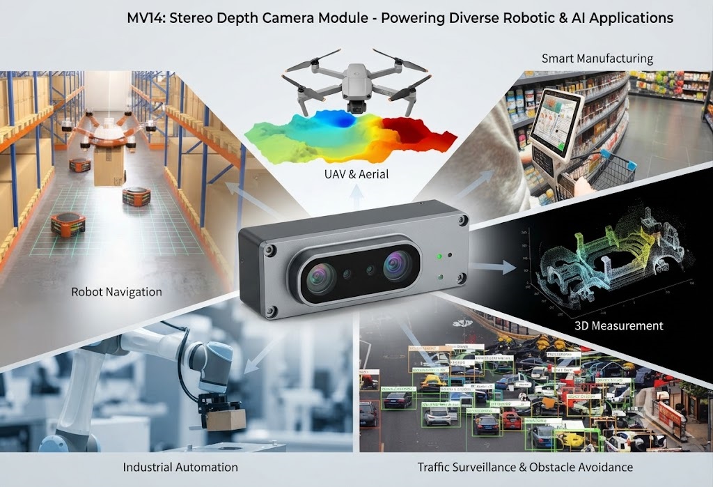 Stereo Depth Camera Module MV14 RGB-D point cloud sensor for robotics and AI navigation