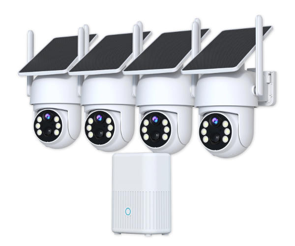 4CH WiFi Base Station Solar Camera Kit with solar panels and wireless security cameras by Joyllon