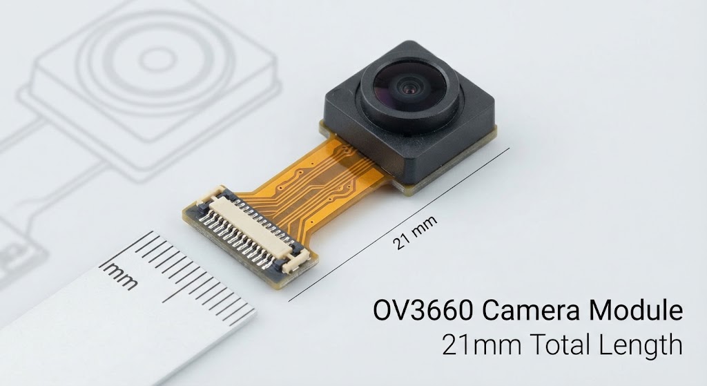 OmniVision OV3660 3MP camera module with 21mm FPC flex cable and 24-pin connector